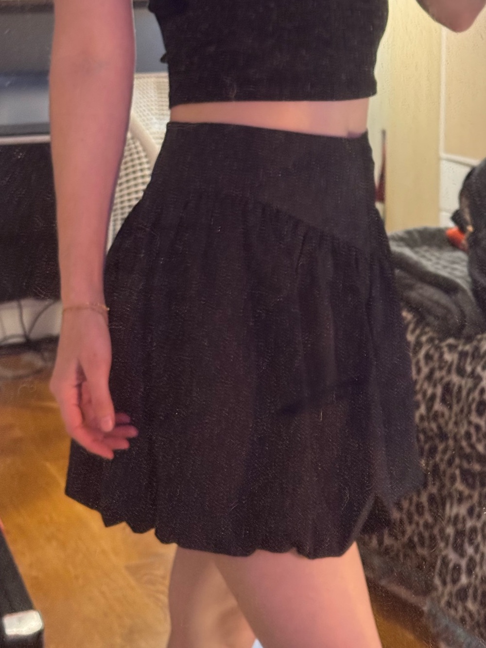 Aqua Black Ruched Bubble Skirt BARELY WORN